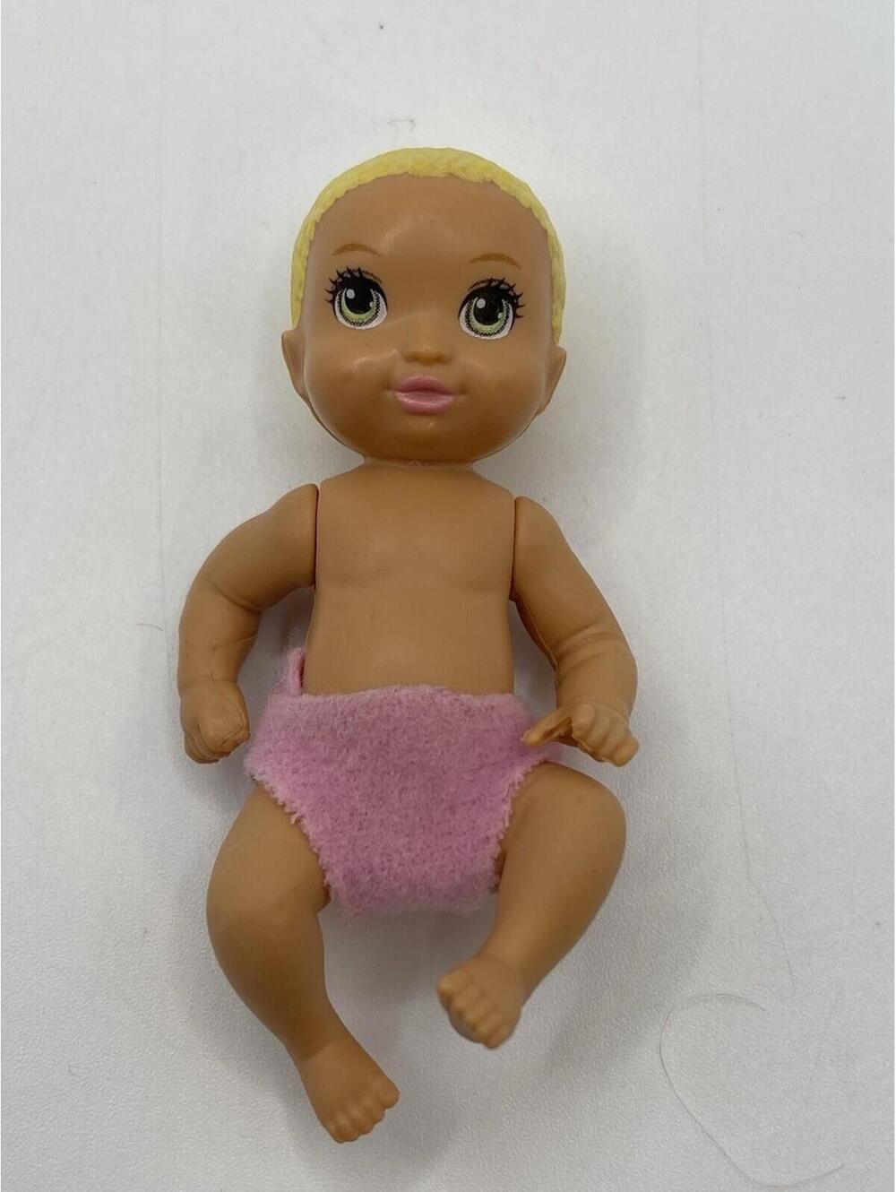 Fisher Price Loving Family Baby Girl Doll Blonde Hair Pink Diaper 3 inch B20